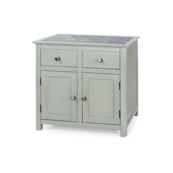 Perth 2 Door, 2 Drawer Sideboard - Softwood/MDF/Stone - 83.7 x 40 x 80 cm - Grey/Dark Stone