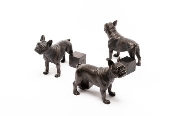 Antique Bronze French Bulldog Plant Pot Feet - Set of 3