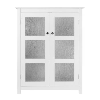  Connor Floor Cabinet with 2 Glass Doors - White - 33 x 81 x 81 cm