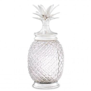 Decorative Pineapple Jar - Nickel/Glass - L12 x W12 x H23 cm