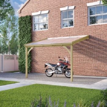 Polycarbonate Roof Car Port 2 Post - Wood - L250 x W434 cm - Light Green