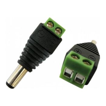 Male Jack Connector Adaptor 5.5mm Outer, 2.1mm Inner, Screw Terminal