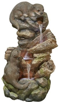 Otter Pools Water Feature inc. LEDs - Polyresin - L40.6 x W44.5 x H76.2 cm - Natural Stone