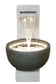 Solitary Pour Water Feature inc. LEDs - Polyresin - L51 x W43 x H65 cm - Grey