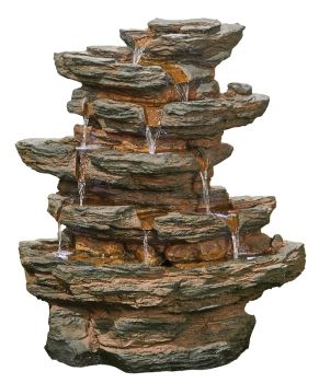 Red Rock Springs Water Feature inc. LEDs - Polyresin - L35 x W62 x H71 cm - Natural Stone