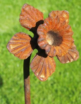 Pack of 3 Daffodil Feature Plant Pinn 4Ft.Bare Metal Ready to Rust. Steel Garden Plant Border Support - Steel - H121.9 cm
