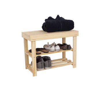 Shoe Bench with Solid Top - W60 x D30 x H45 cm