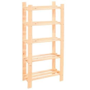 5 Shelf Slatted Storage Unit - Natural Wood - 1500 x 600 x 270 mm - Natural