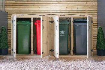 Wheelie Quad Bin Store - L80.4 x W284 x H120 cm - Timber - Fits 2 x 240L & 2 x 180L Wheelie Bins