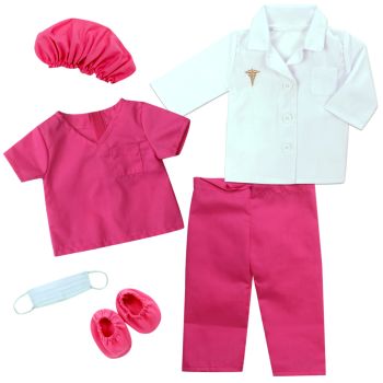 Sophia's 18" Doll Fuchsia Doctor Scrubs & Lab Jacket Set - Hot Pink - 20 x 18 x 2 cm