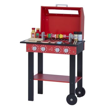  Little Helper Backyard BBQ Play Stand Play Kitchen - Red - 55 x 33 x 70 cm