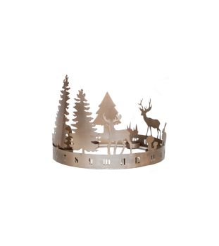 Round Advent Forest Tealight Centrepiece - Mild Steel - L33 x W33 x H25 cm - Copper