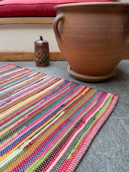 RAINBOW Rug Outdoor and Indoor Flat Weave Style - L100 x W100 - Multicolour