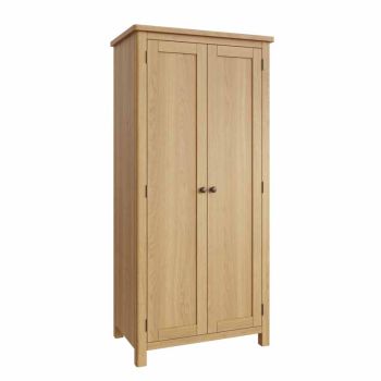2 Door Full Hanging Wardrobe - Pine/Plywood/MDF - L85 x W52 x H180 cm - Rustic Oak 