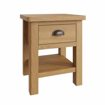 1 Drawer Lamp Table - Pine/Plywood/MDF - L40 x W36 x H47 cm - Rustic Oak 