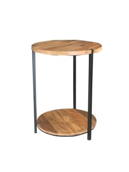 Ravi Double Round Top Table - Mango Wood/Iron - L46 x W46 x H60 cm - Mango Light Finish