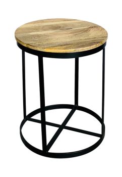 Ravi Top Large Round Stool Plain - Mango Wood - L47 x W47 x H60 cm - PP Sawn Finish