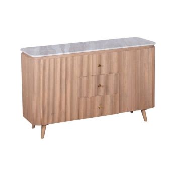 Ashford Extra Large Sideboard - Natural Marble and Wood - L40 x W140 x H85 cm - Brown