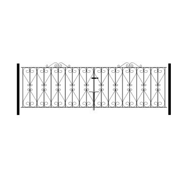 Regent Scroll Double Driveway Gate - Solid Steel - Fits Gap of 3048 mm x 914 mm High - Electro Galvanised/Black Powder Coated