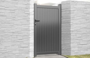 Pedestrian Gate 1200x1600mm Grey - Vertical Solid Infill and Flat Top