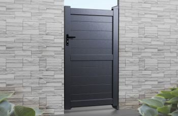 Pedestrian Gate 900x1600mm Grey - Horizontal Solid Infill and Flat Top