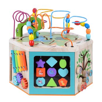  Preschool Play Lab Large Wooden Activity Learning 7side Cube - Multi-color - 40 x 41 x 41 cm