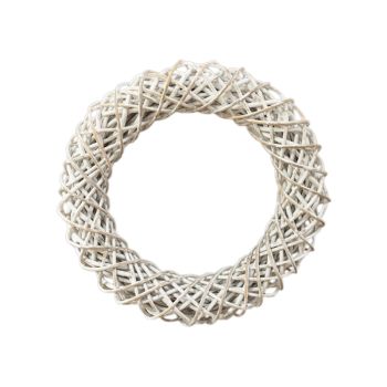 Wreath - Rattan/Wicker - L10 x W40 x H40 cm - White Wash