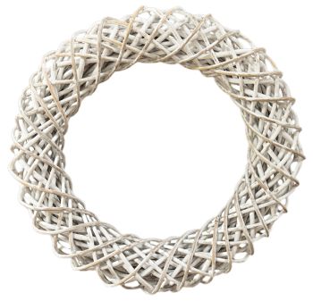 Wreath - Rattan/Wicker - L10 x W50 x H50 cm - White Wash