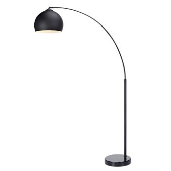  Arquer Arc Floor Lamp With Black Shade And Black Marble Base - Black / Black - 110 x 170 x 170 cm