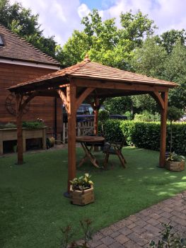 Luxury Cotswold Canopy with Cedar Roof - Pressure Treatet Timber - L326 x W326 x H296 cm