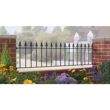 Saxon Spear Top Flat Railing Panel - Solid Steel - Fits Gap of 1830 mm x 490 mm High - Electro Galvanised/Black Powder Coated