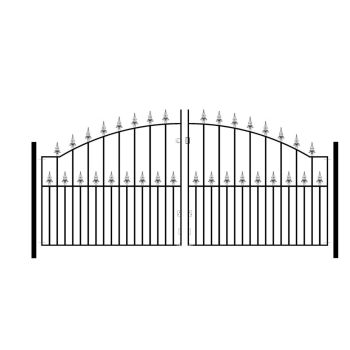 Stirling Scroll Double Driveway Gate - Solid Steel - Fits Gap of 2743 mm x 914 mm High - Electro Galvanised/Black Powder Coated