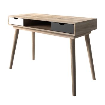 Scandi Oak Desk With Drawers - MDF - L50 x W110 x H78.6 cm - Grey/White