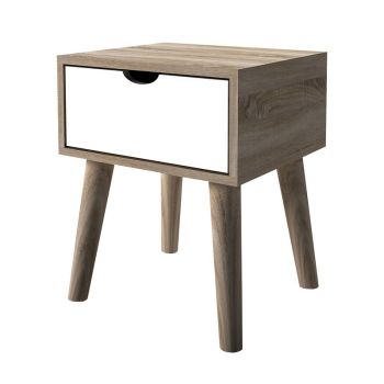 Scandi Oak Lamp Table - MDF - L36 x W40 x H49.6 cm - White