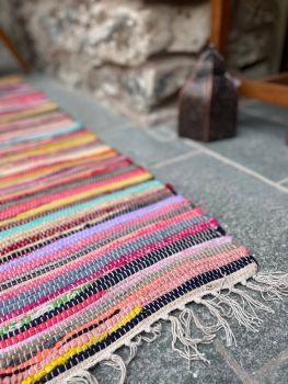 SHANTI Shabby Chic Rag Rug Flat Weave Design - L180 x W180 - Multicolour