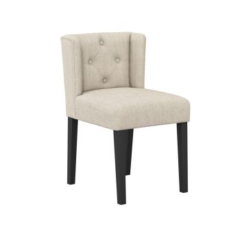 Shay Winged Indoor Dining Chair without Arms - Linen Blend/Rubber Wood - L57 x W49 x H79 cm - Stone/Black - Partially Assembled