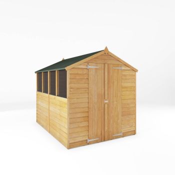 8 x 6 Feet Double Door Overlap Apex Shed - Timber - L240.4 x W190.5 x H198.6 cm - Brown