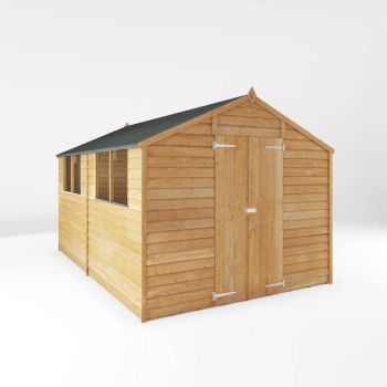 12 x 8 Feet Overlap Apex Shed - Timber - L357 x W248.4 x H211.8 cm - Brown