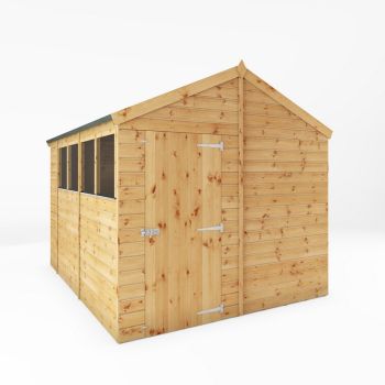 10 x 8 Feet Shiplap Apex Shed - Timber - L296.6 x W250.4 x H235.6 cm - Brown