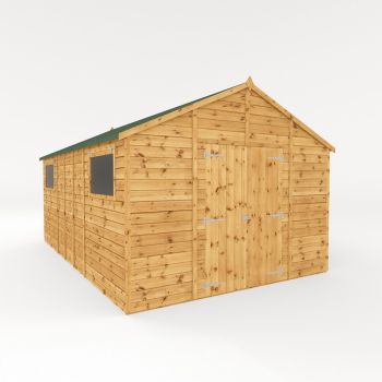 16 x 10 Feet Premium Shiplap Apex Workshop - Timber - L487 x W322.7 x H252.4 cm - Brown