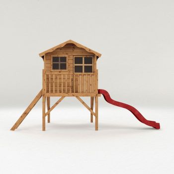 Poppy Playhouse with Tower and Slide - Timber - L200.8 x W371.8 x H246.6 cm - Brown