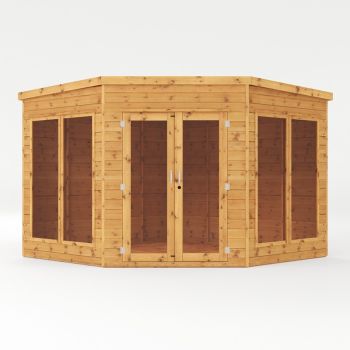 9 x 9 Feet Premium Corner Summerhouse - Timber - L291.3 x W291.4 x H214.6 cm - Brown