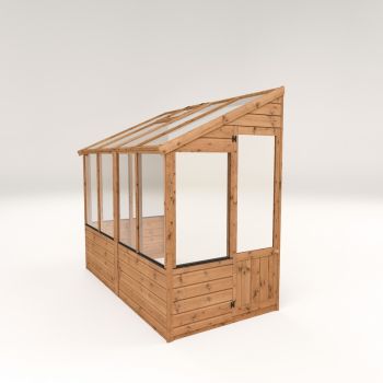 8 x 4 Feet Traditional Lean To Greenhouse - Timber - L246 x W132.2 x H218.5 cm - Brown