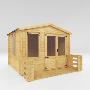 3.3 x 3.7 m Apex Log Cabin with Veranda - 19 mm - Timber - L391.8 x W344.5 x H264.1 cm - Brown