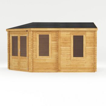 5 x 3 m Corner Lodge Grande Log Cabin - 28 mm - Timber - L316.8 x W509.8 x H274.3 cm - Brown