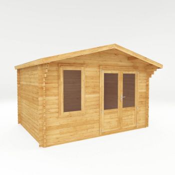 4 x 3 m Retreat Log Cabin - 28 mm - Timber - L342.8 x W414 x H273.9 cm - Brown