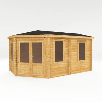 5 x 3 m Corner Lodge Grande Log Cabin - 44 mm - Timber - L317.1 x W510 x H274.3 cm - Brown