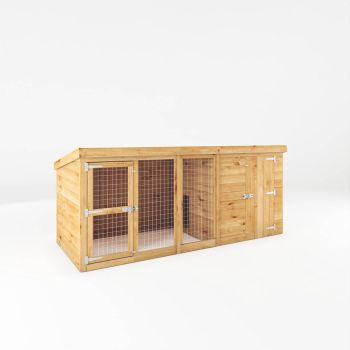 10 x 4 Feet Berkshire Dog Kennel & Run - Wood - L121.1 x W287.5 x H127.7 cm
