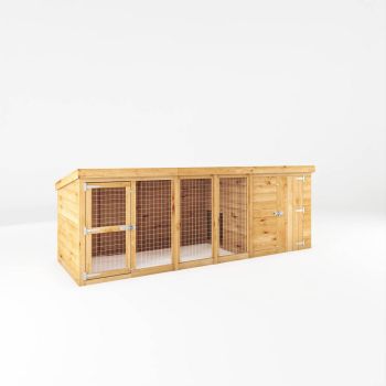 12 x 4 Feet Berkshire Dog Kennel & Run - Wood - L121.1 x W343.8 x H127.7 cm