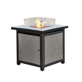  Outdoor 30 Inch Large Square Light Concrete Top Propane Gas Fire Pit - Stone Grey - 77 x 70 x 70 cm